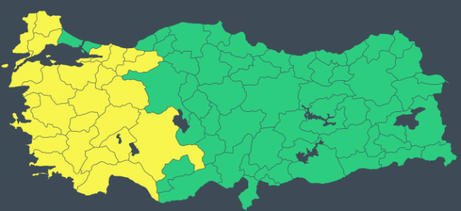 25 il için sarı kodlu uyarı: Fırtınaya dikkat